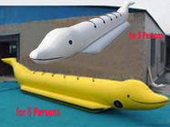 Custom Single Inflatable Water Games Shark Boat For 6 People In Yellow Color