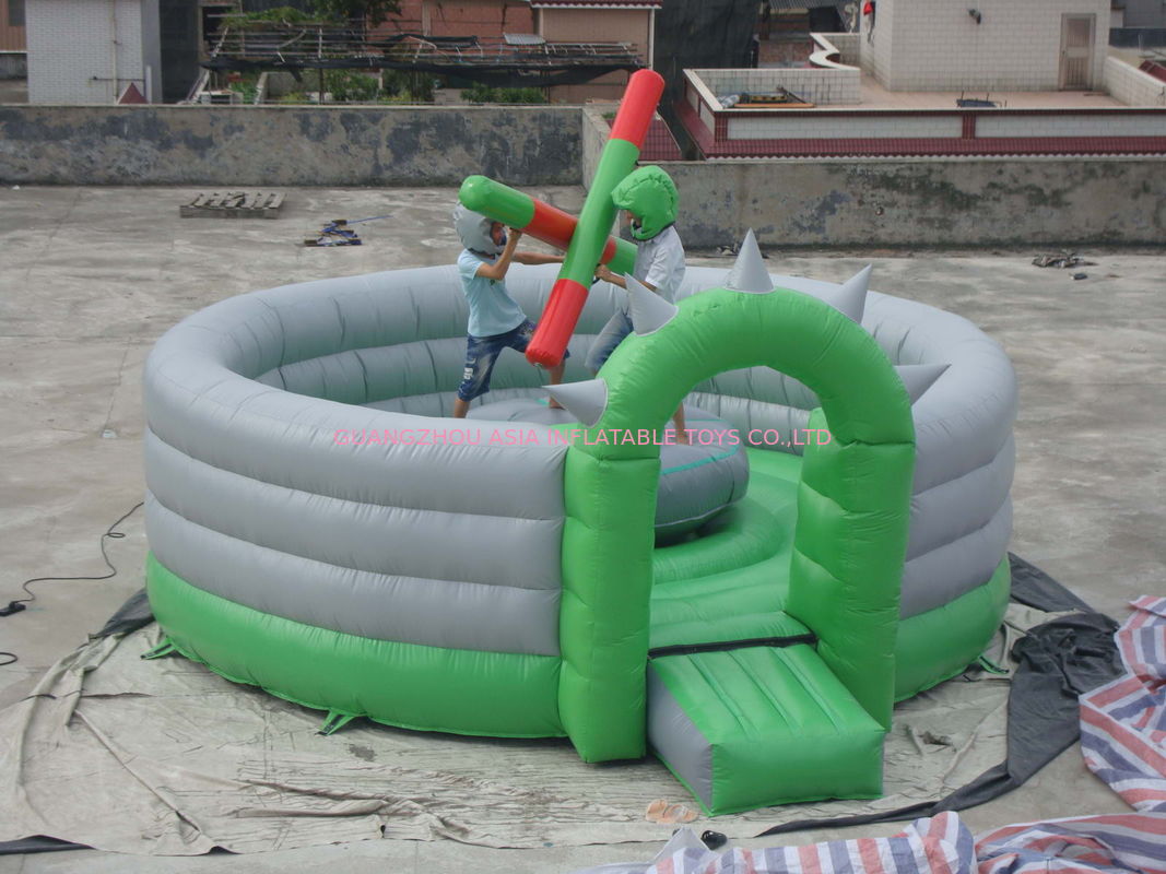 Small Inflatable Gladiator Joust , Inflatable Amusement Park With Green / Grey