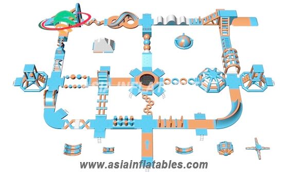 Luz - azul e laranja parque do cabo de 50 x 40 M Inflatable Floating Aqua Park Water Park For